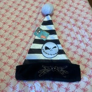 Disney Black and White Striped Hat with Jack Skellington